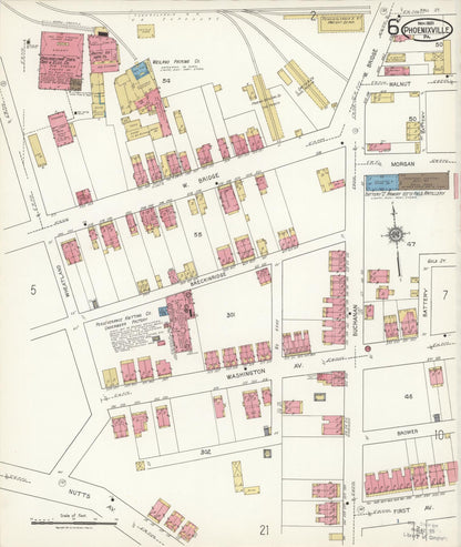 Sanborn Fire Insurance Map from Phoenixville, Chester County, Pennsylvania (1921), Sheet #0006 - Historic Sanborn Fire Insurance Map Print, vintage old map wall art, antique decor, genealogy gift, Pennsylvania Pennsylvania map