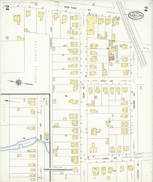 Sanborn Fire Insurance Map from Babylon, Suffolk County, New York (1923), Sheet #0002 - Complete Map Set gallery image, historic Sanborn map, vintage wall art, New York New York