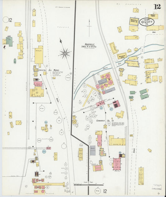 Sanborn Fire Insurance Map from Oil City, Venango County, Pennsylvania (1901), Sheet #0012 - Historic Sanborn Fire Insurance Map Print, vintage old map wall art, antique decor, genealogy gift, Pennsylvania Pennsylvania map