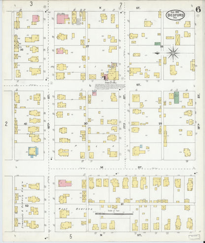 Sanborn Fire Insurance Map from Bedford, Lawrence County, Indiana (1904), Sheet #0006 - Historic Sanborn Fire Insurance Map Print, vintage old map wall art, antique decor, genealogy gift, Indiana Indiana map