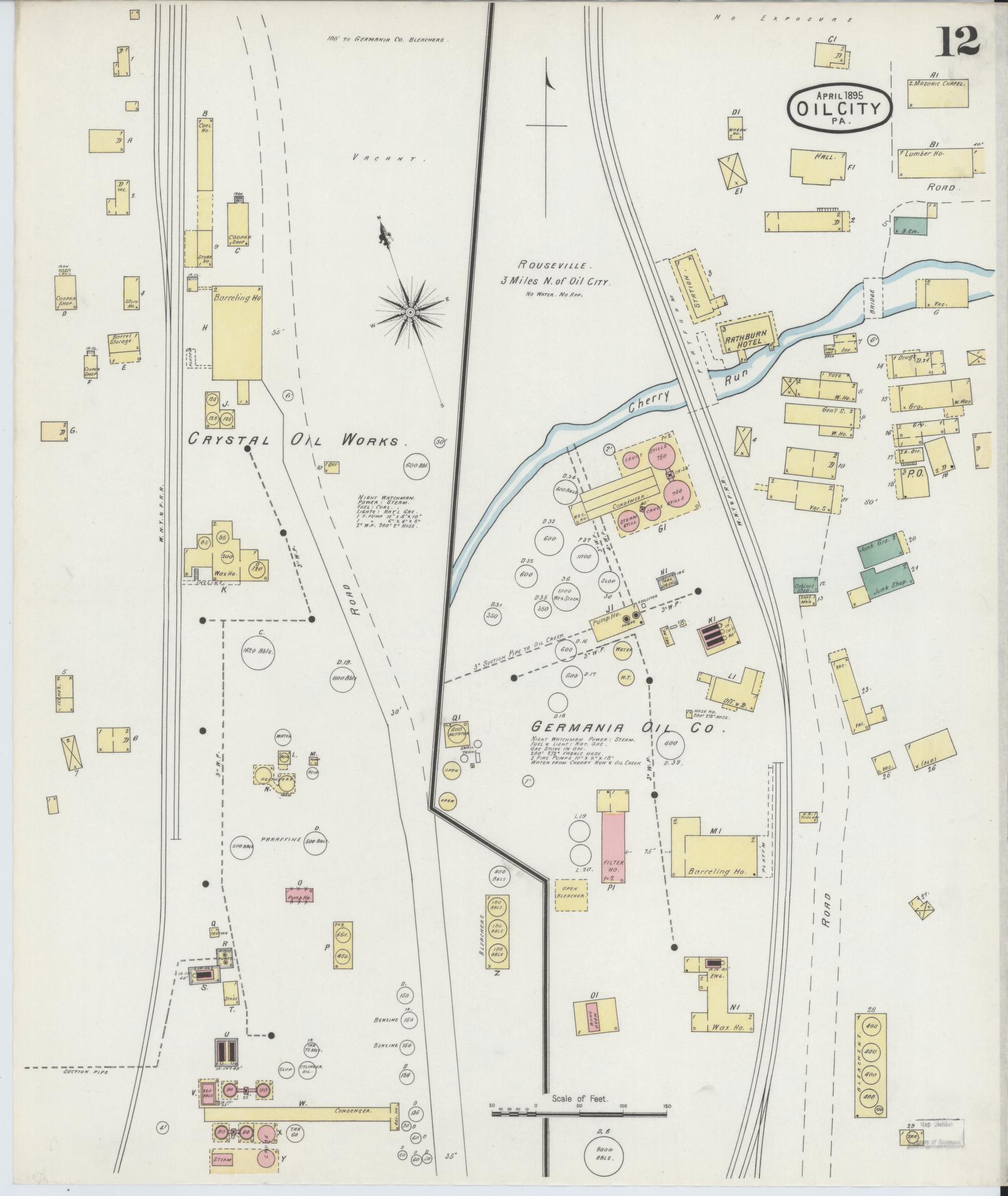 Sanborn Fire Insurance Map from Oil City, Venango County, Pennsylvania (1895), Sheet #0012 - Complete Map Set gallery image, historic Sanborn map, vintage wall art, Pennsylvania Pennsylvania