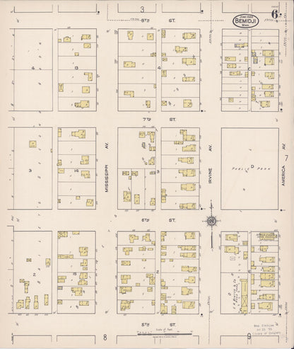 Sanborn Fire Insurance Map from Bemidji, Beltrami County, Minnesota (1922), Sheet #0006 - Complete Map Set gallery image, historic Sanborn map, vintage wall art, Minnesota Minnesota