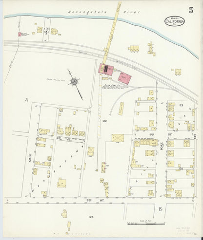 Sanborn Fire Insurance Map from California, Washington County, Pennsylvania (1913), Sheet #0005 - Complete Map Set gallery image, historic Sanborn map, vintage wall art, Pennsylvania Pennsylvania
