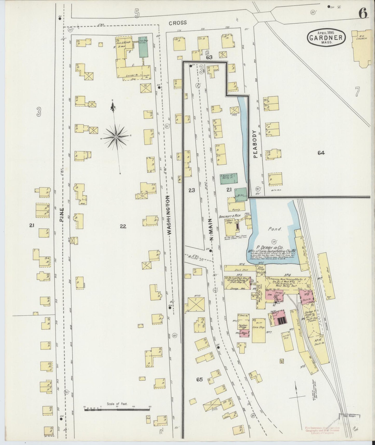 Sanborn Fire Insurance Map from Gardner, Worcester County, Massachusetts (1895), Sheet #0006 - Complete Map Set gallery image, historic Sanborn map, vintage wall art, Massachusetts Massachusetts