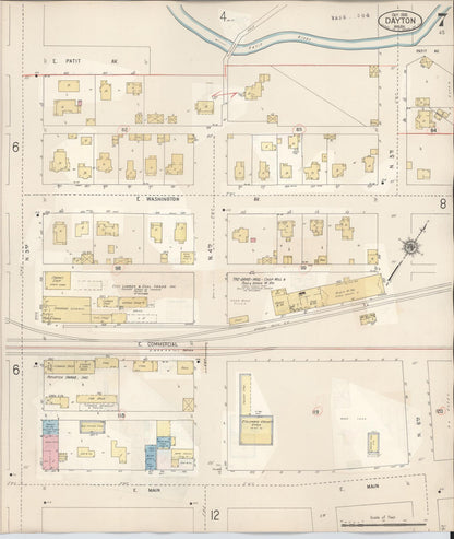 Sanborn Fire Insurance Map from Dayton, Columbia County, Washington (1943), Sheet #0007 - Complete Map Set gallery image, historic Sanborn map, vintage wall art, Washington Washington