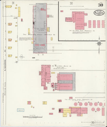 Sanborn Fire Insurance Map from Alliance, Stark County, Ohio (1921), Sheet #0030 - Complete Map Set gallery image, historic Sanborn map, vintage wall art, Ohio Ohio