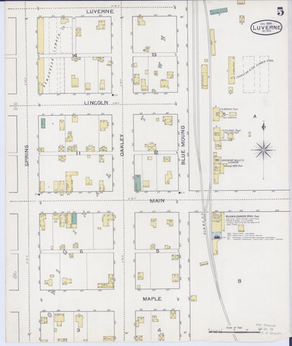 Sanborn Fire Insurance Map from Luverne, Rock County, Minnesota (1894), Sheet #0005 - Historic Sanborn Fire Insurance Map Print, vintage old map wall art, antique decor, genealogy gift, Minnesota Minnesota map