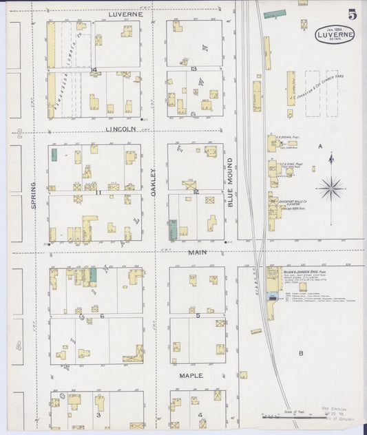 Sanborn Fire Insurance Map from Luverne, Rock County, Minnesota (1894), Sheet #0005 - Historic Sanborn Fire Insurance Map Print, vintage old map wall art, antique decor, genealogy gift, Minnesota Minnesota map