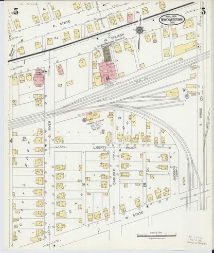Sanborn Fire Insurance Map from Newcomerstown, Tuscarawas County, Ohio (1924), Sheet #0005 - Complete Map Set gallery image, historic Sanborn map, vintage wall art, Ohio Ohio