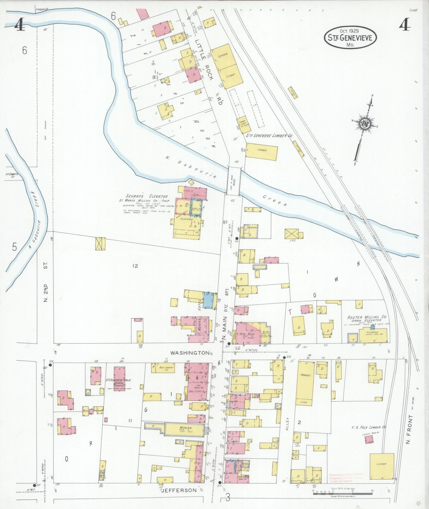 Sanborn Fire Insurance Map from Sainte Genevieve, Saint Genevieve County, Missouri (1929), Sheet #0004 - Historic Sanborn Fire Insurance Map Print, vintage old map wall art, antique decor, genealogy gift, Missouri Missouri map