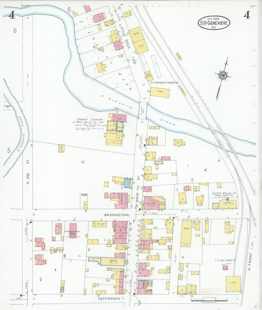 Sanborn Fire Insurance Map from Sainte Genevieve, Saint Genevieve County, Missouri (1929), Sheet #0004 - Historic Sanborn Fire Insurance Map Print, vintage old map wall art, antique decor, genealogy gift, Missouri Missouri map