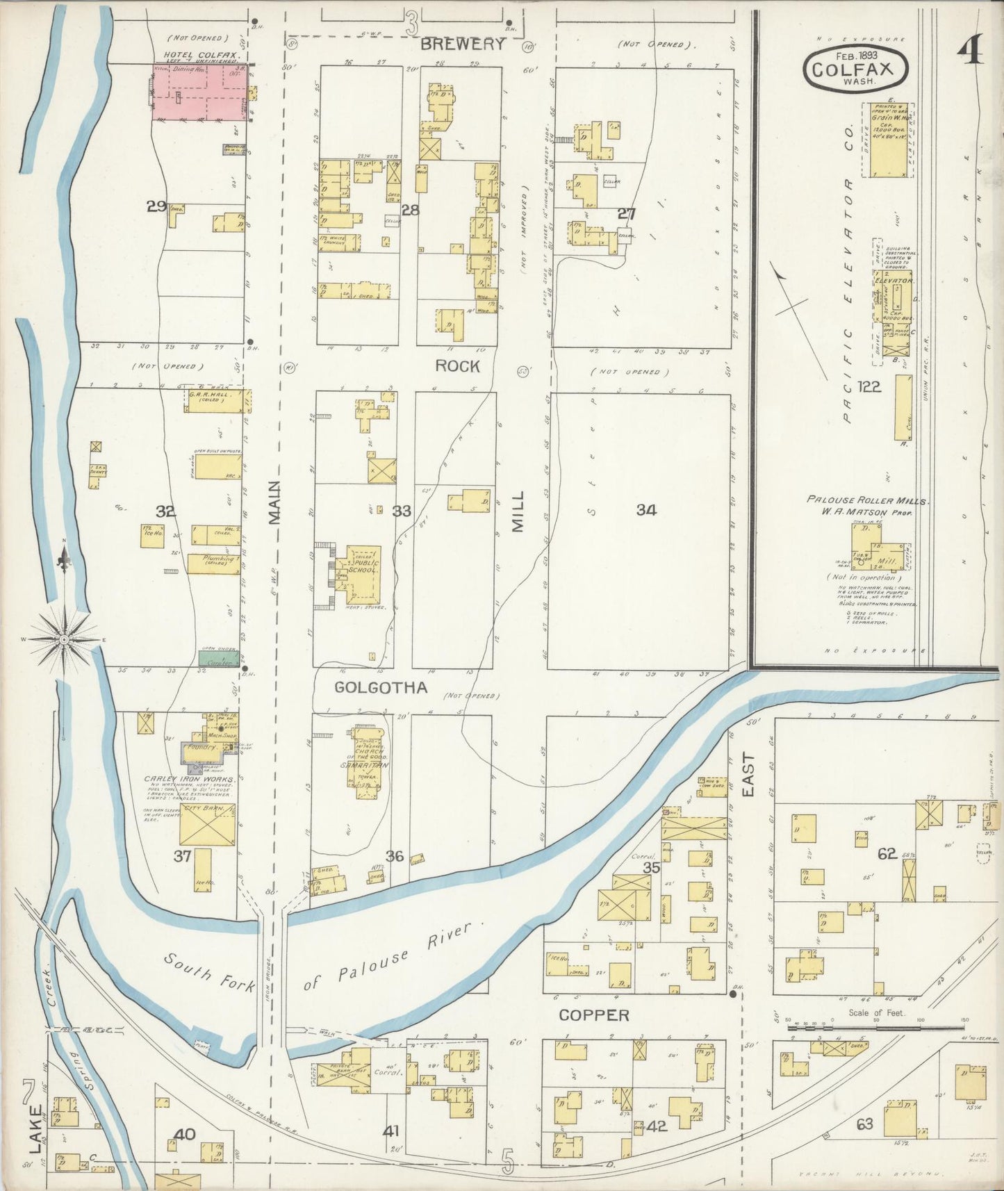Sanborn Fire Insurance Map from Colfax, Whitman County, Washington (1893), Sheet #0004 - Complete Map Set gallery image, historic Sanborn map, vintage wall art, Washington Washington