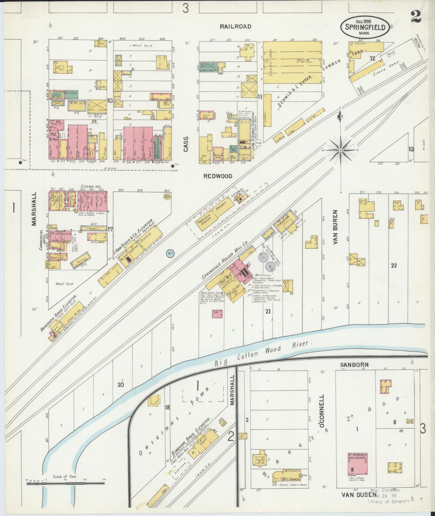 Sanborn Fire Insurance Map from Springfield, Brown County, Minnesota (1899), Sheet #0002 - Historic Sanborn Fire Insurance Map Print, vintage old map wall art, antique decor, genealogy gift, Minnesota Minnesota map