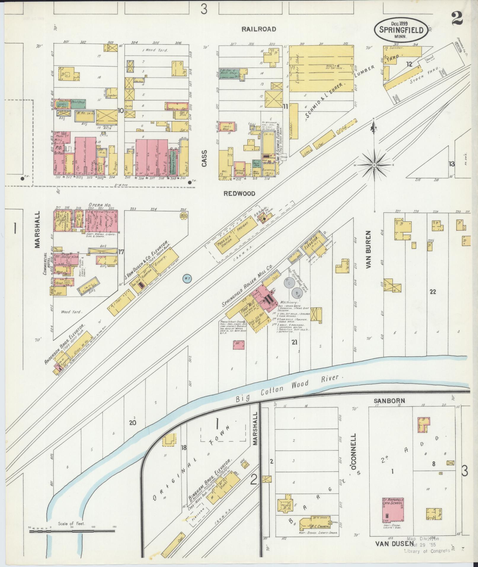 Sanborn Fire Insurance Map from Springfield, Brown County, Minnesota (1899), Sheet #0002 - Historic Sanborn Fire Insurance Map Print, vintage old map wall art, antique decor, genealogy gift, Minnesota Minnesota map