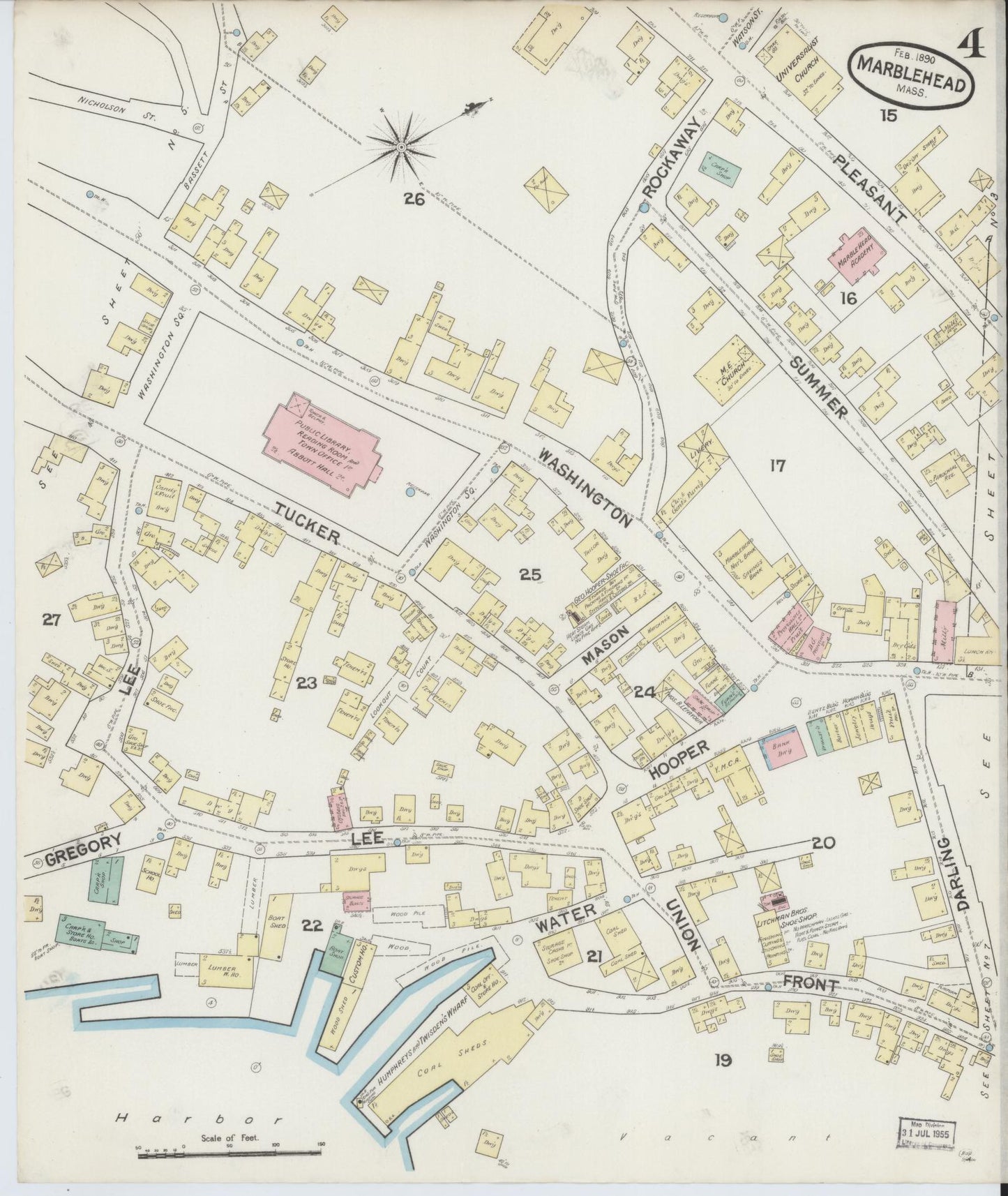Sanborn Fire Insurance Map from Marblehead, Essex County, Massachusetts (1890), Sheet #0004 - Complete Map Set gallery image, historic Sanborn map, vintage wall art, Massachusetts Massachusetts
