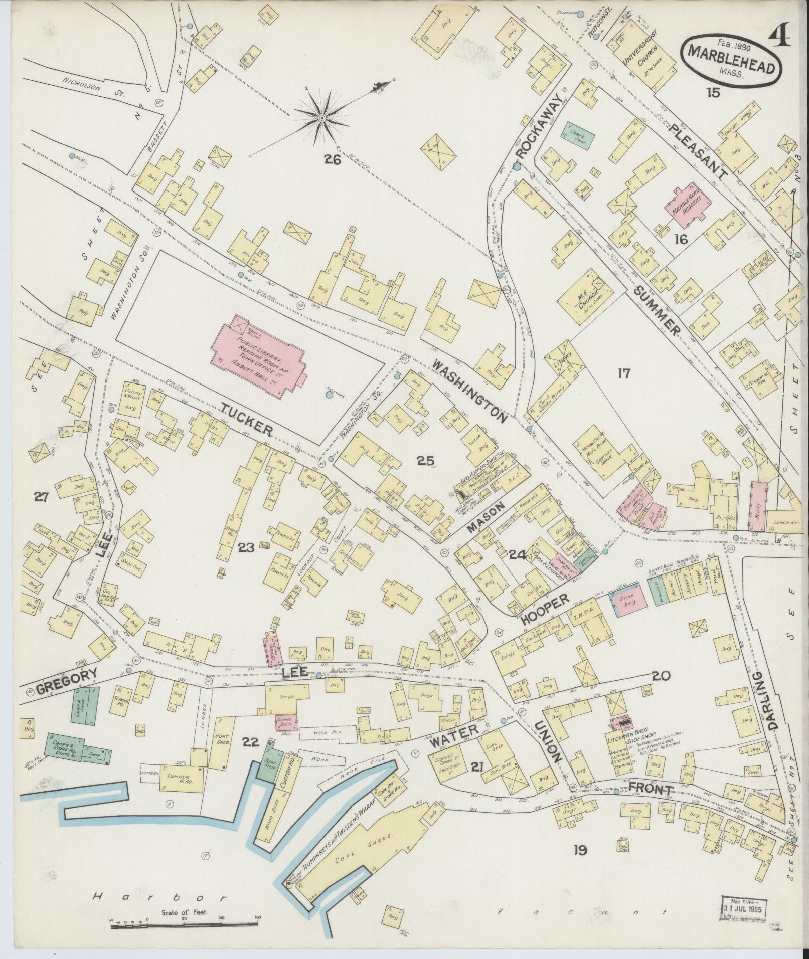 Sanborn Fire Insurance Map from Marblehead, Essex County, Massachusetts (1890), Sheet #0004 - Complete Map Set gallery image, historic Sanborn map, vintage wall art, Massachusetts Massachusetts