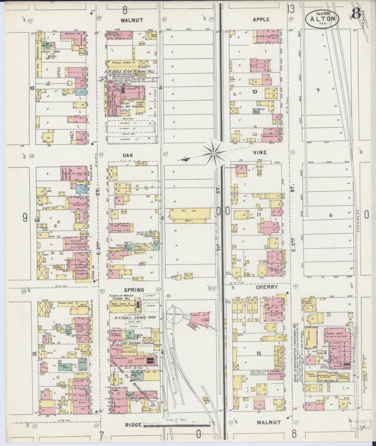 Sanborn Fire Insurance Map from Alton, Madison County, Illinois (1897), Sheet #0008 - Complete Map Set gallery image, historic Sanborn map, vintage wall art, Illinois Illinois