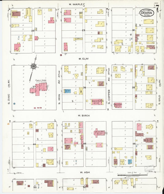 Sanborn Fire Insurance Map from Deming, Luna County, New Mexico (1921), Sheet #0007 - Historic Sanborn Fire Insurance Map Print, vintage old map wall art, antique decor, genealogy gift, New Mexico New Mexico map