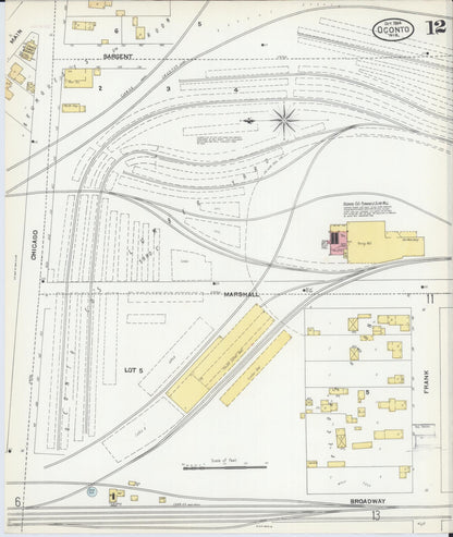 Sanborn Fire Insurance Map from Oconto, Oconto County, Wisconsin (1904), Sheet #0012 - Historic Sanborn Fire Insurance Map Print, vintage old map wall art, antique decor, genealogy gift, Wisconsin Wisconsin map