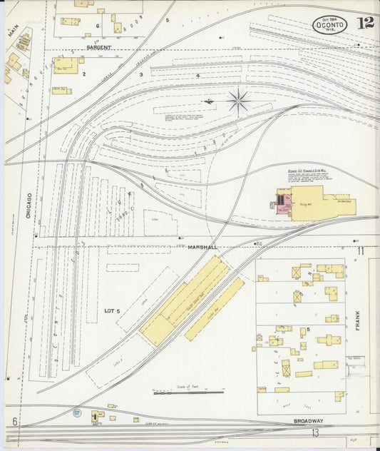 Sanborn Fire Insurance Map from Oconto, Oconto County, Wisconsin (1904), Sheet #0012 - Historic Sanborn Fire Insurance Map Print, vintage old map wall art, antique decor, genealogy gift, Wisconsin Wisconsin map