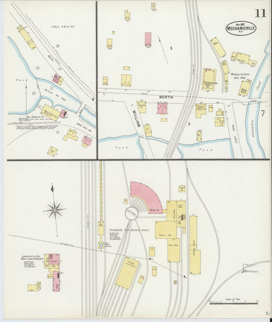 Sanborn Fire Insurance Map from Mechanicville, Saratoga County, New York (1897), Sheet #0011 - Historic Sanborn Fire Insurance Map Print, vintage old map wall art, antique decor, genealogy gift, New York New York map