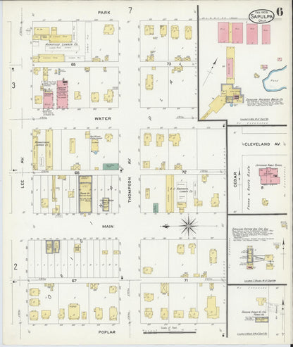 Sanborn Fire Insurance Map from Sapulpa, Creek County, Oklahoma (1909), Sheet #0006 - Complete Map Set gallery image, historic Sanborn map, vintage wall art, Oklahoma Oklahoma