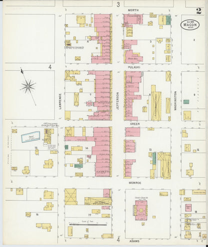 Sanborn Fire Insurance Map from Macon, Noxubee County, Mississippi (1899), Sheet #0002 - Complete Map Set gallery image, historic Sanborn map, vintage wall art, Mississippi Mississippi
