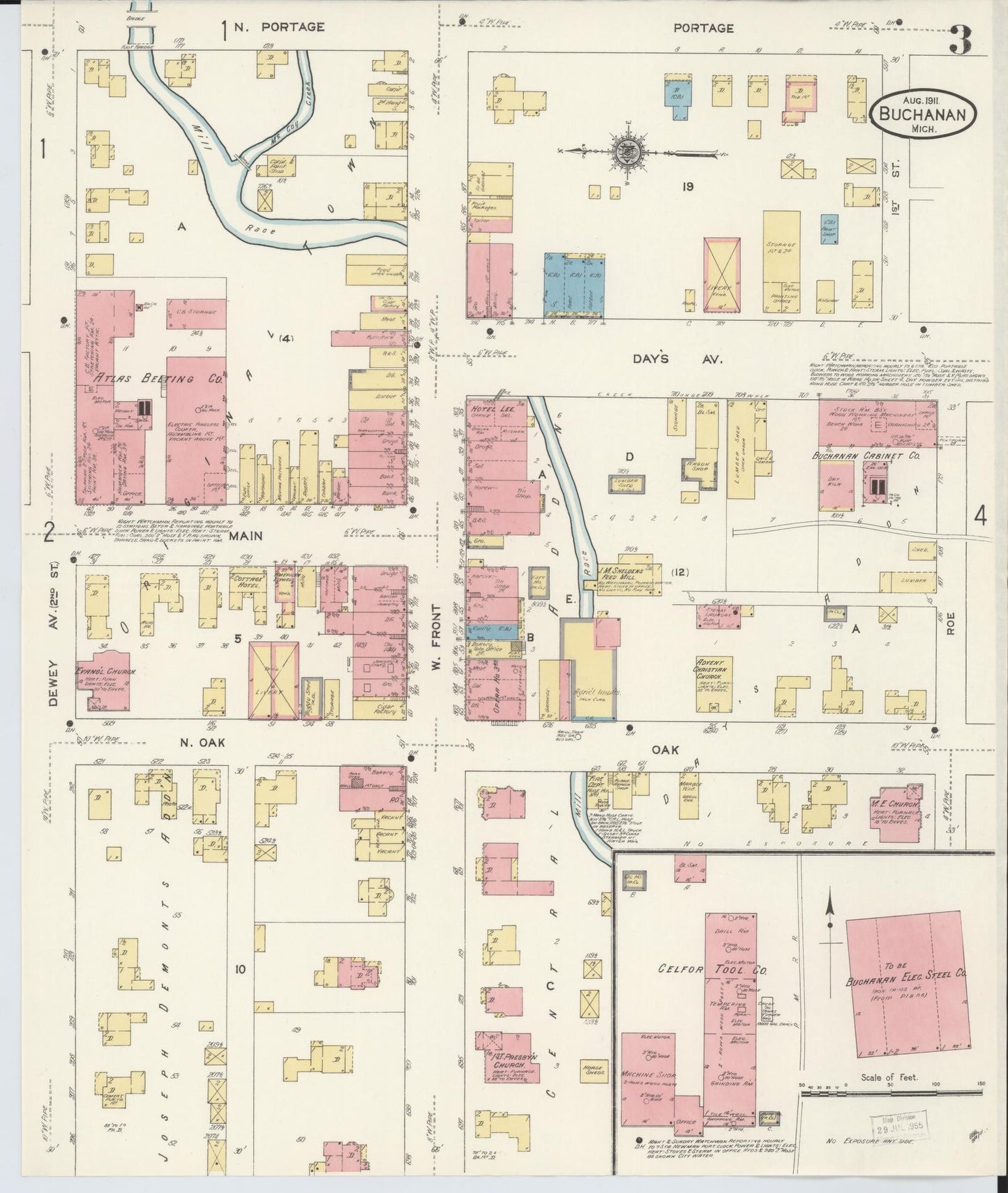 Sanborn Fire Insurance Map from Buchanan, Berrien County, Michigan (1911), Sheet #0003 - Historic Sanborn Fire Insurance Map Print, vintage old map wall art, antique decor, genealogy gift, Michigan Michigan map