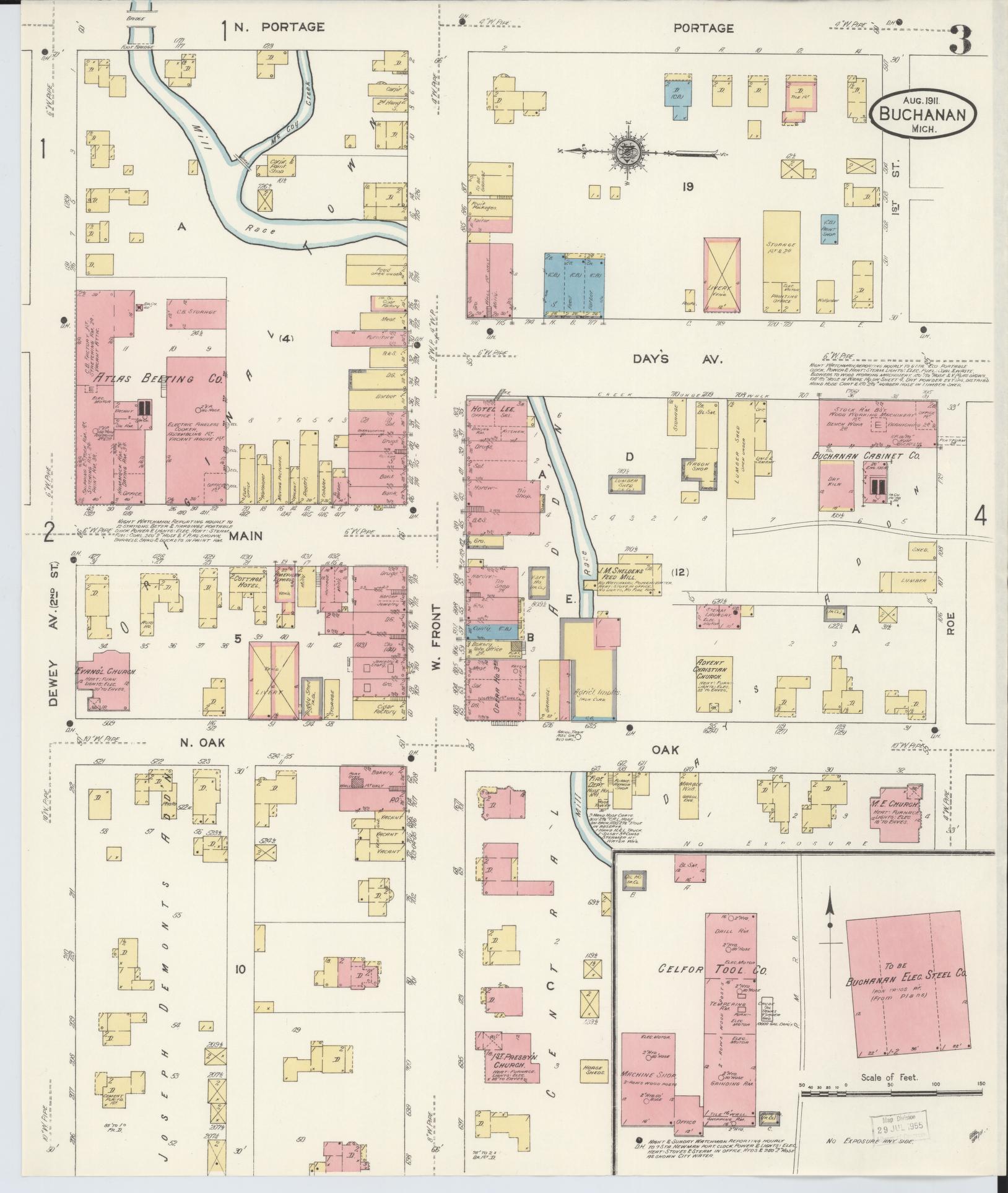 Sanborn Fire Insurance Map from Buchanan, Berrien County, Michigan (1911), Sheet #0003 - Historic Sanborn Fire Insurance Map Print, vintage old map wall art, antique decor, genealogy gift, Michigan Michigan map