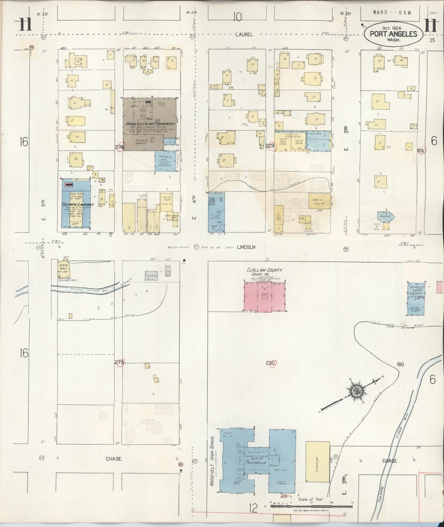 Sanborn Fire Insurance Map from Port Angeles, Clallam County, Washington (1949), Sheet #0011 - Complete Map Set gallery image, historic Sanborn map, vintage wall art, Washington Washington