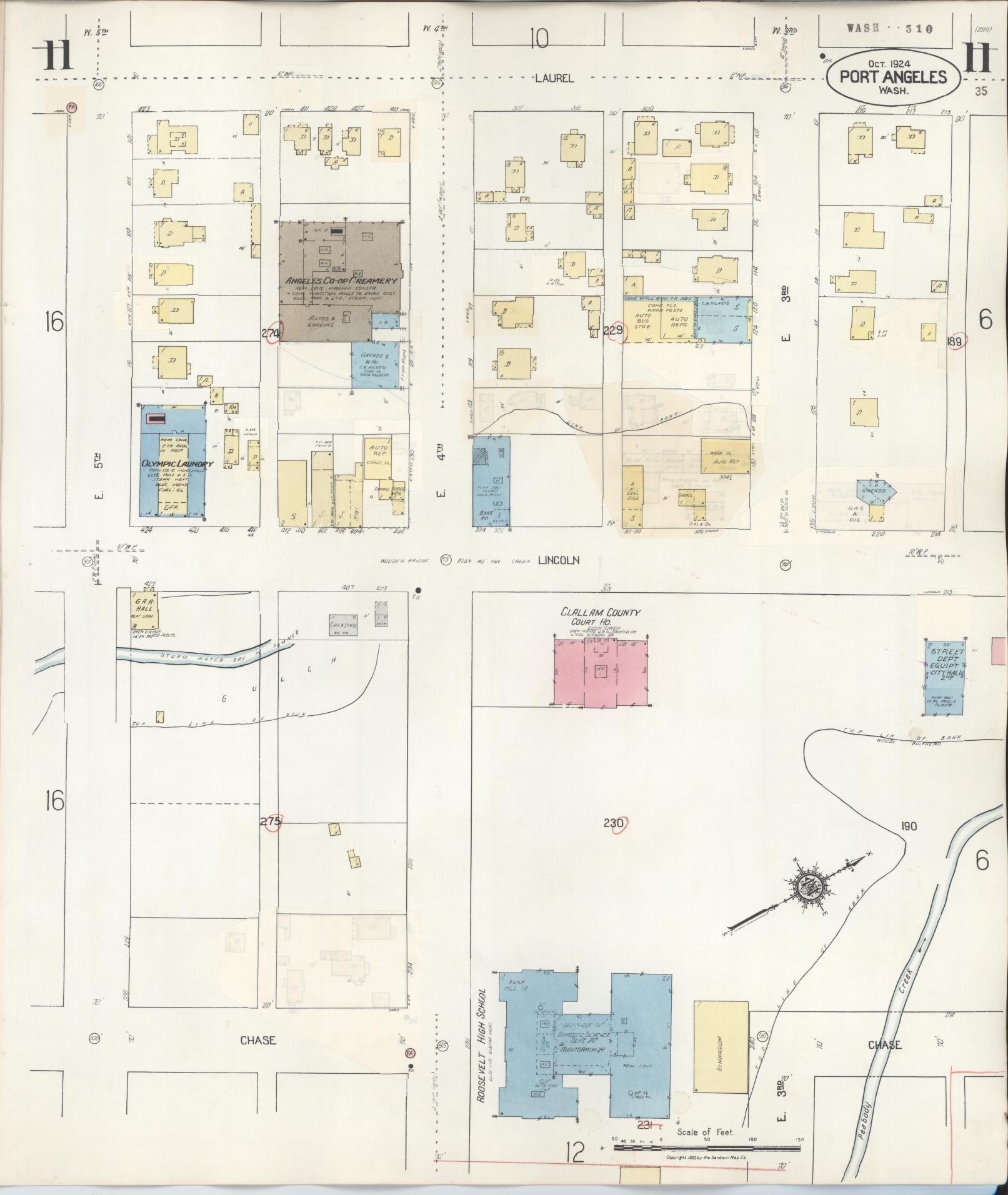Sanborn Fire Insurance Map from Port Angeles, Clallam County, Washington (1949), Sheet #0011 - Complete Map Set gallery image, historic Sanborn map, vintage wall art, Washington Washington