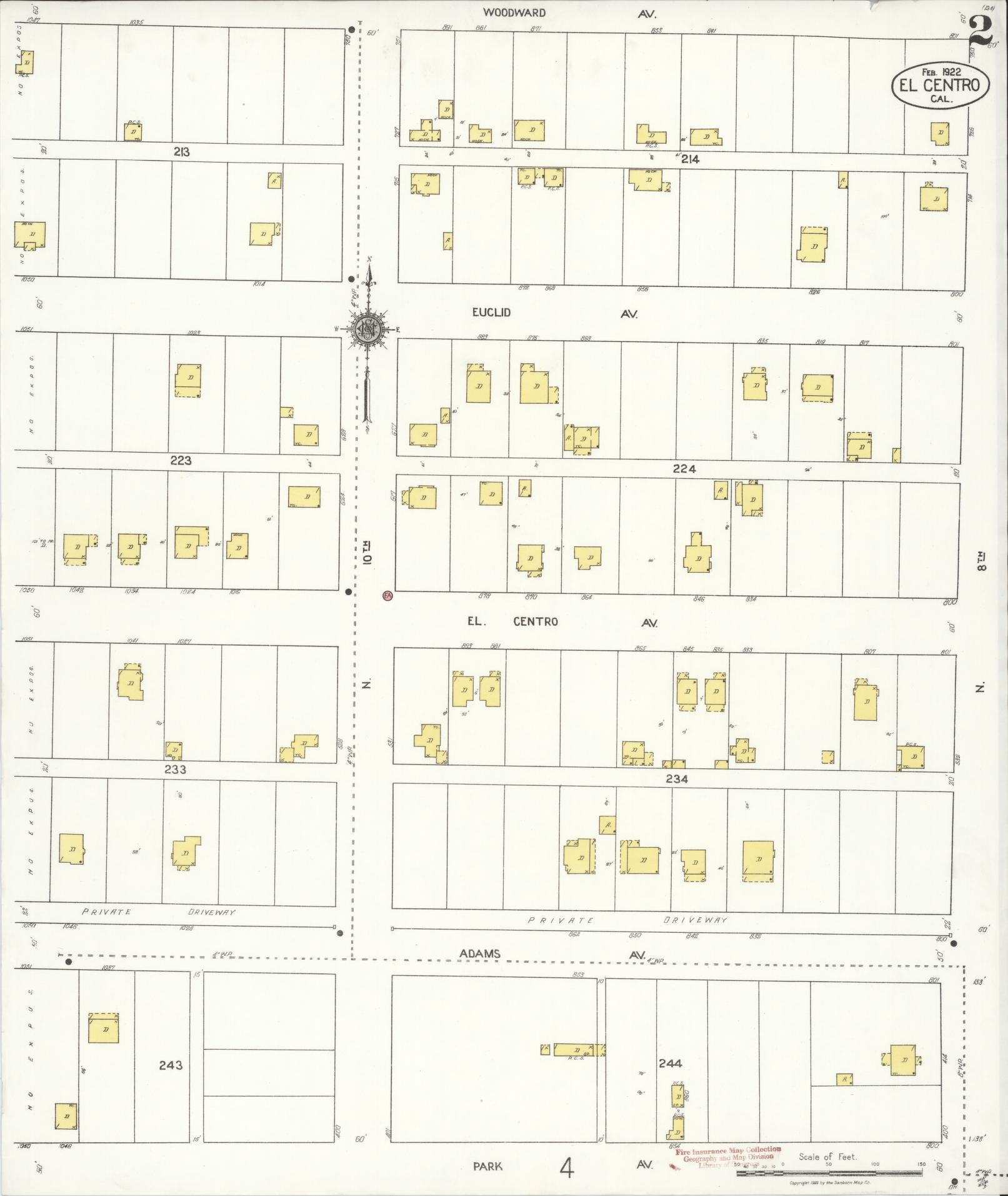 Sanborn Fire Insurance Map from El Centro, Imperial County, California (1922), Sheet #0002 - Complete Map Set gallery image, historic Sanborn map, vintage wall art, California California