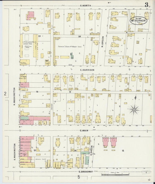 Sanborn Fire Insurance Map from Mount Vernon, Jefferson County, Illinois (1897), Sheet #0003 - Historic Sanborn Fire Insurance Map Print, vintage old map wall art, antique decor, genealogy gift, Illinois Illinois map