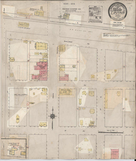 Sanborn Fire Insurance Map from Lavina, Golden Valley County, Montana (1929), Sheet #0001 - Historic Sanborn Fire Insurance Map Print, vintage old map wall art, antique decor, genealogy gift, Montana Montana map