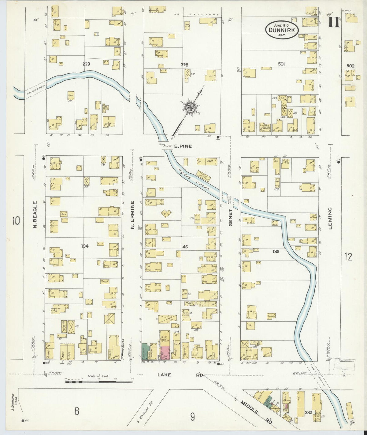 Sanborn Fire Insurance Map from Dunkirk, Chautauqua County, New York (1910), Sheet #0011 - Complete Map Set gallery image, historic Sanborn map, vintage wall art, New York New York