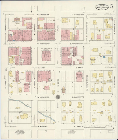 Sanborn Fire Insurance Map from Monticello, Piatt County, Illinois (1915), Sheet #0005 - Complete Map Set gallery image, historic Sanborn map, vintage wall art, Illinois Illinois