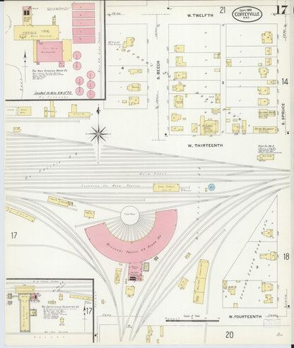 Sanborn Fire Insurance Map from Coffeyville, Montgomery County, Kansas (1908), Sheet #0017 - Complete Map Set gallery image, historic Sanborn map, vintage wall art, Kansas Kansas