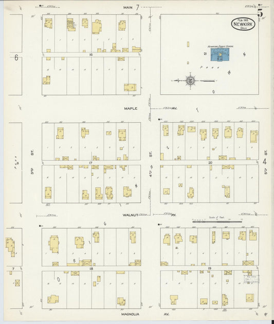 Sanborn Fire Insurance Map from Newkirk, Kay County, Oklahoma (1913), Sheet #0005 - Historic Sanborn Fire Insurance Map Print, vintage old map wall art, antique decor, genealogy gift, Oklahoma Oklahoma map