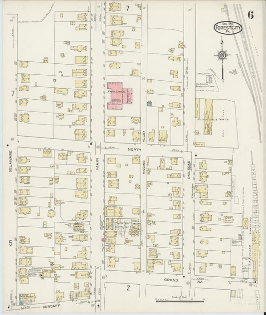 Sanborn Fire Insurance Map from Forest City, Susquehanna County, Pennsylvania (1914), Sheet #0006 - Historic Sanborn Fire Insurance Map Print, vintage old map wall art, antique decor, genealogy gift, Pennsylvania Pennsylvania map