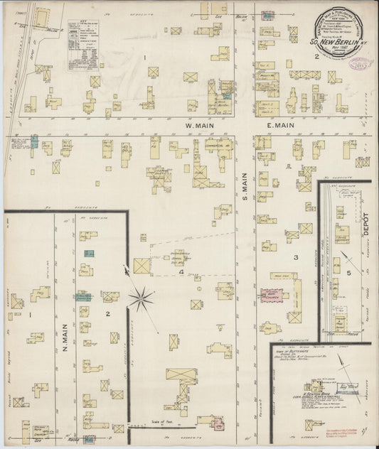 Sanborn Fire Insurance Map from South New Berlin, Chenango County, New York (1887), Sheet #0001 - Historic Sanborn Fire Insurance Map Print, vintage old map wall art, antique decor, genealogy gift, New York New York map
