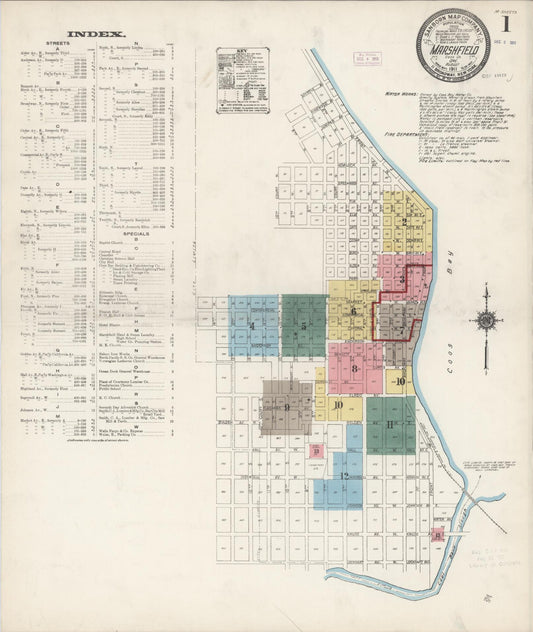 Sanborn Fire Insurance Map from Marshfield, Coos County, Oregon (1911), Sheet #0001 - Complete Map Set gallery image, historic Sanborn map, vintage wall art, Oregon Oregon
