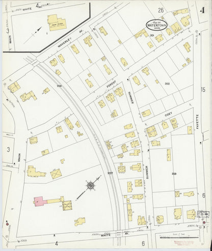 Sanborn Fire Insurance Map from Watertown, Middlesex County, Massachusetts (1911), Sheet #0004 - Historic Sanborn Fire Insurance Map Print, vintage old map wall art, antique decor, genealogy gift, Massachusetts Massachusetts map