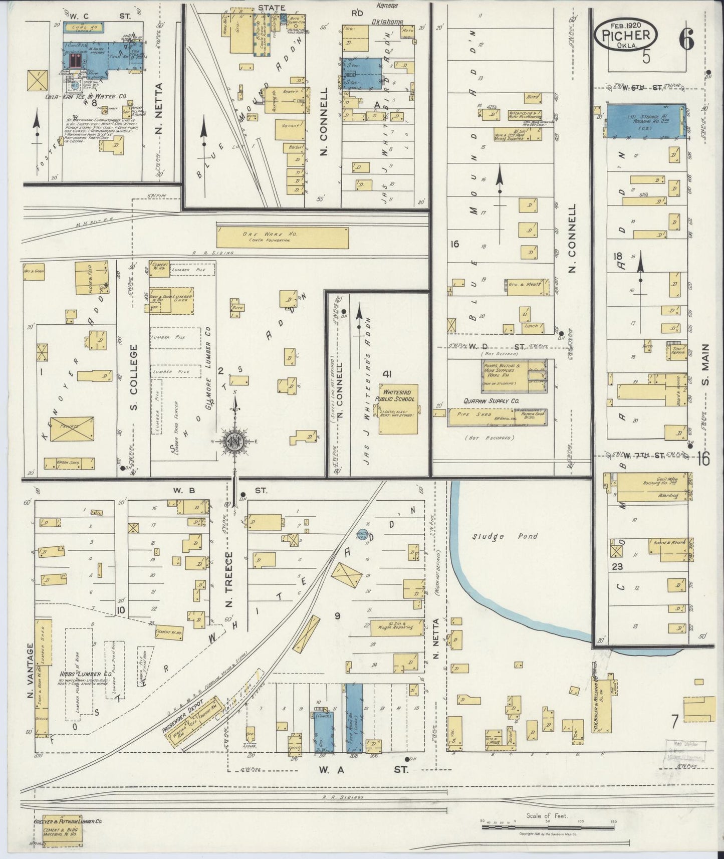 Sanborn Fire Insurance Map from Picher, Ottawa County, Oklahoma (1920), Sheet #0006 - Complete Map Set gallery image, historic Sanborn map, vintage wall art, Oklahoma Oklahoma