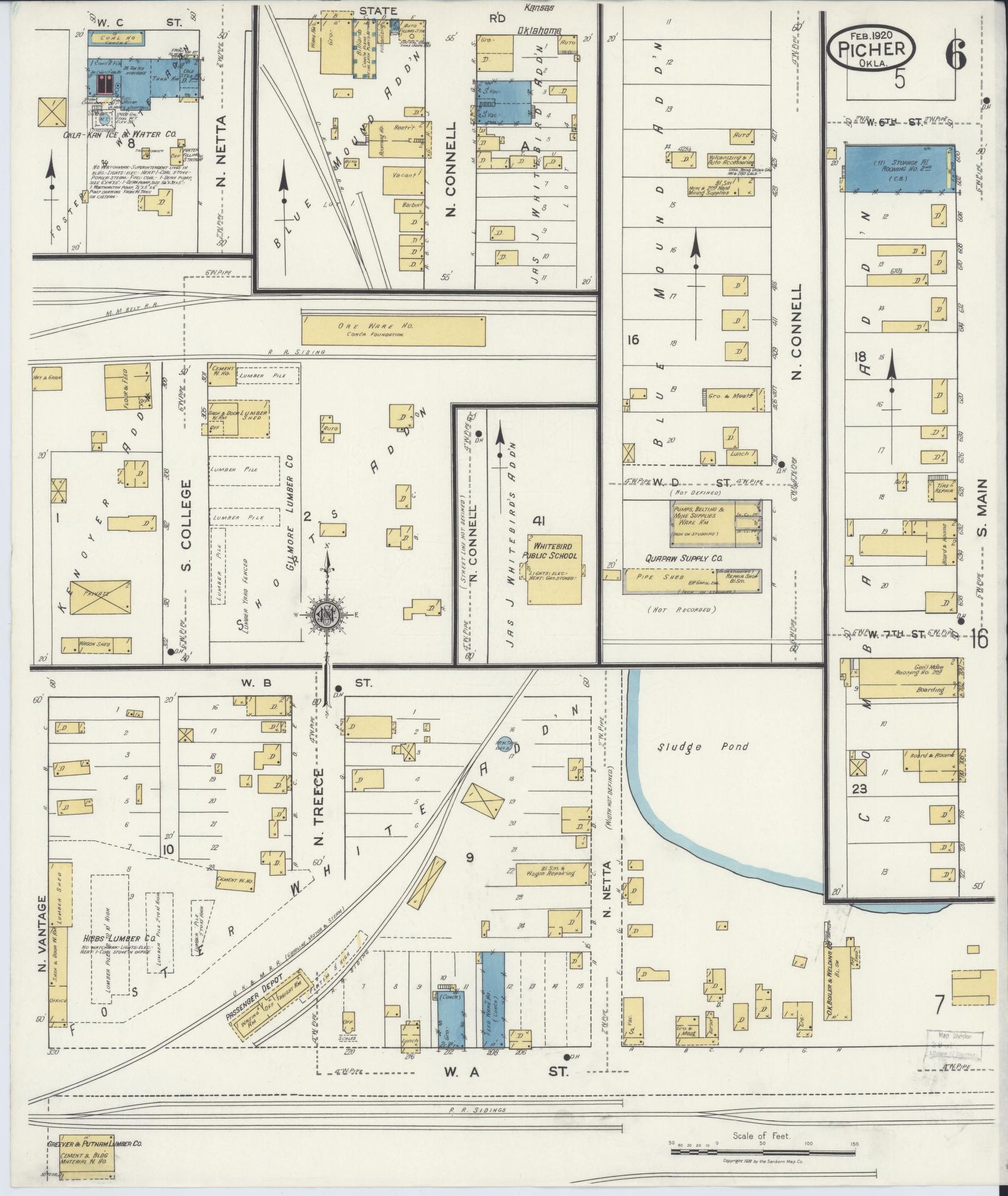 Sanborn Fire Insurance Map from Picher, Ottawa County, Oklahoma (1920), Sheet #0006 - Complete Map Set gallery image, historic Sanborn map, vintage wall art, Oklahoma Oklahoma