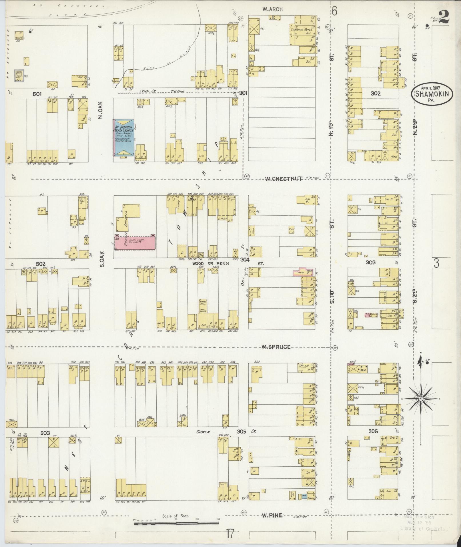 Sanborn Fire Insurance Map from Shamokin, Northumberland County, Pennsylvania (1907), Sheet #0002 - Complete Map Set gallery image, historic Sanborn map, vintage wall art, Pennsylvania Pennsylvania