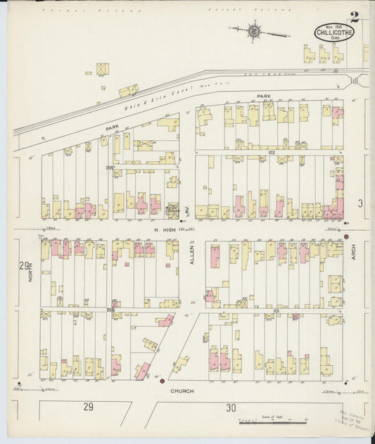 Sanborn Fire Insurance Map from Chillicothe, Ross County, Ohio (1914), Sheet #0002 - Historic Sanborn Fire Insurance Map Print, vintage old map wall art, antique decor, genealogy gift, Ohio Ohio map