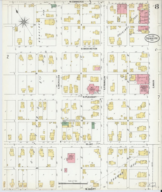 Sanborn Fire Insurance Map from Dunkirk, Jay And Blackford Counties, Indiana (1900), Sheet #0008 - Historic Sanborn Fire Insurance Map Print, vintage old map wall art, antique decor, genealogy gift, Indiana Indiana map