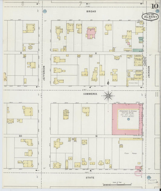 Sanborn Fire Insurance Map from Albany, Dougherty County, Georgia (1895), Sheet #0010 - Historic Sanborn Fire Insurance Map Print, vintage old map wall art, antique decor, genealogy gift, Georgia Georgia map
