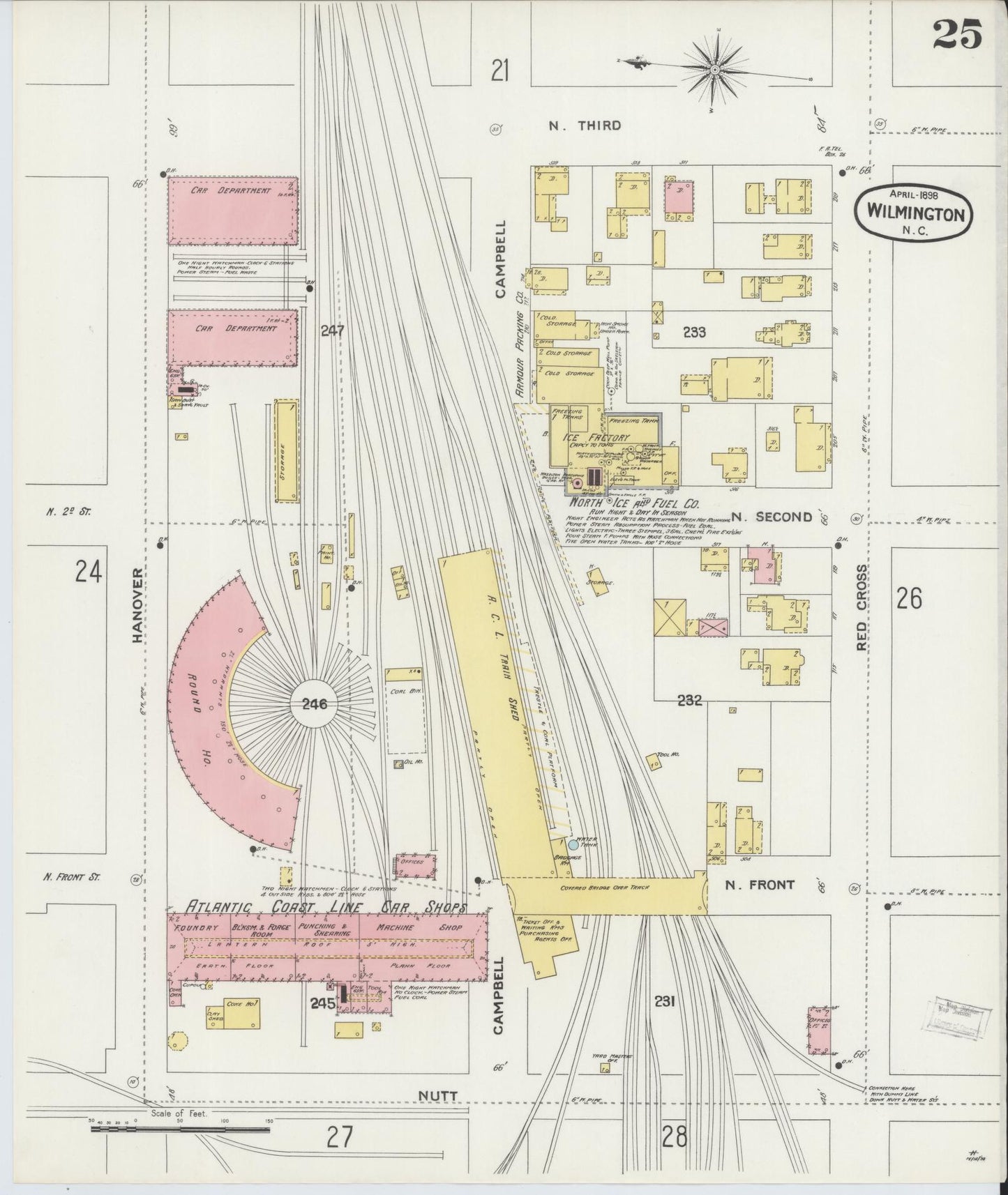 Sanborn Fire Insurance Map from Wilmington, New Hanover County, North Carolina (1898), Sheet #0025 - Complete Map Set gallery image, historic Sanborn map, vintage wall art, North Carolina North Carolina