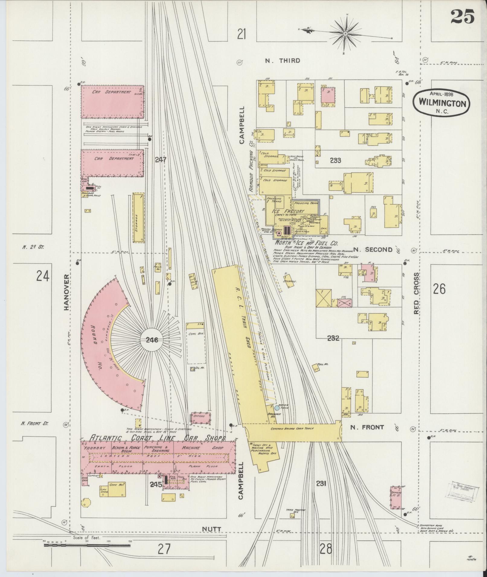 Sanborn Fire Insurance Map from Wilmington, New Hanover County, North Carolina (1898), Sheet #0025 - Complete Map Set gallery image, historic Sanborn map, vintage wall art, North Carolina North Carolina
